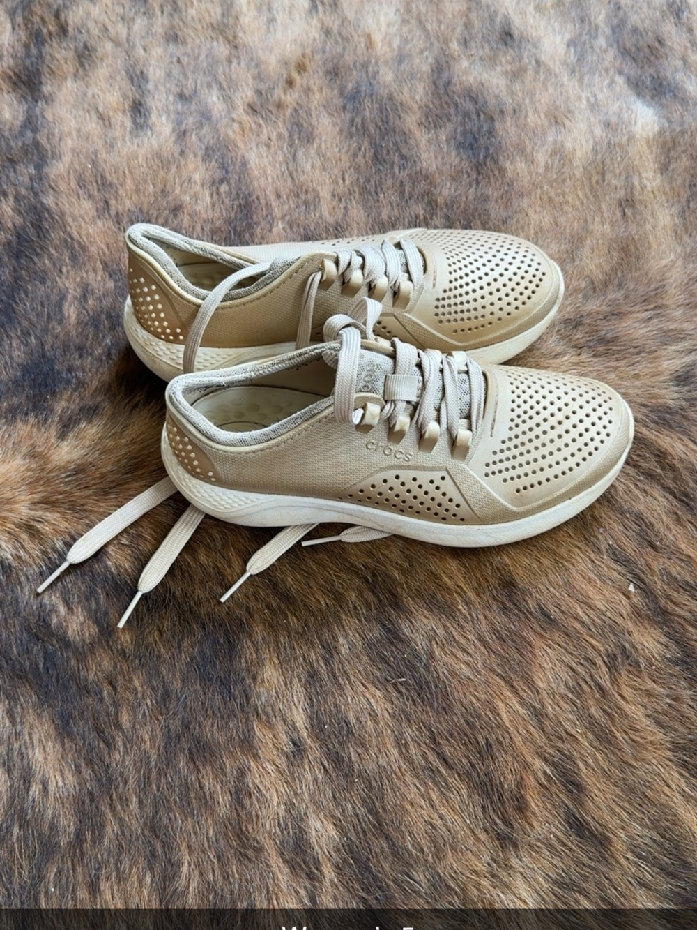 CROCS Women's Tan Perforated LiteRide Sneakers